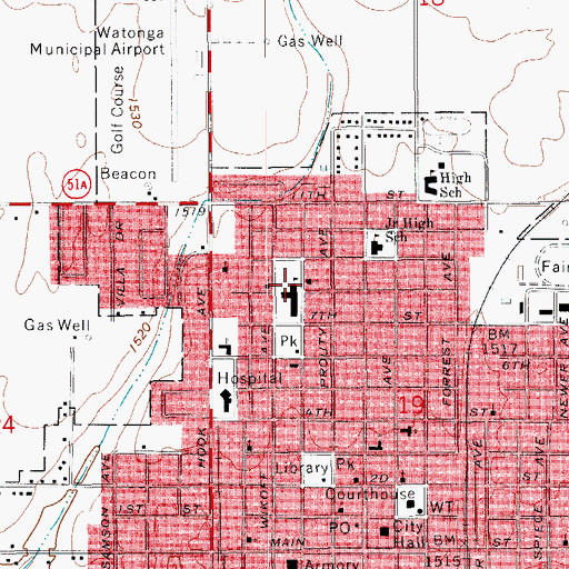 Topographic Map of Church of Christ, OK