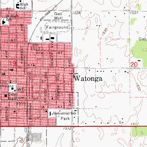 Topographic Map of First Assembly of God Church, OK