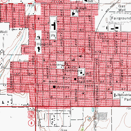 Topographic Map of First Baptist Church, OK