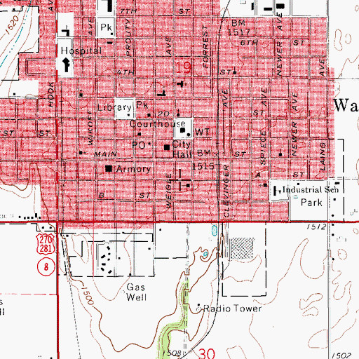 Topographic Map of Union Baptist Church, OK