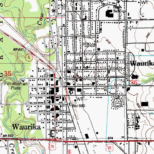 Topographic Map of First Baptist Church, OK