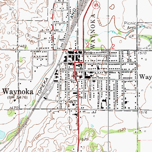 Topographic Map of Baptist Church, OK