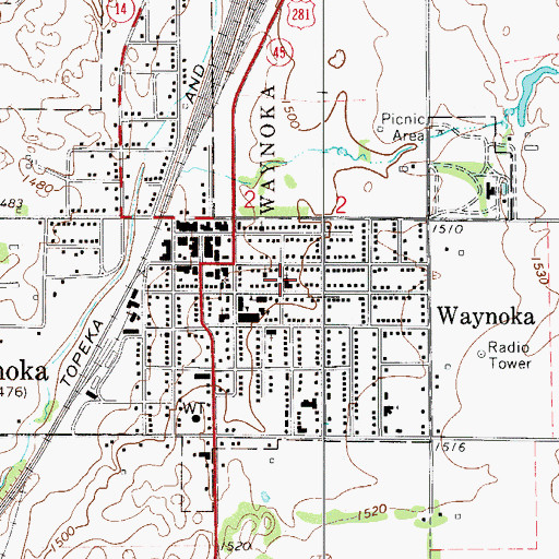 Topographic Map of Christian Church, OK
