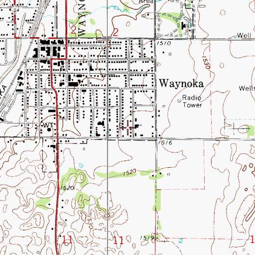Topographic Map of Church of God, OK