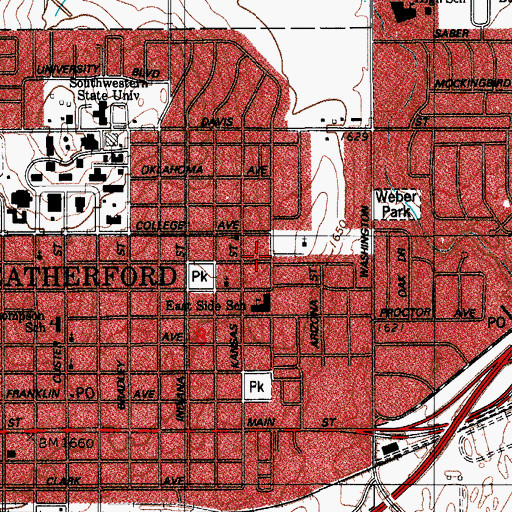 Topographic Map of Catholic Parish Hall, OK