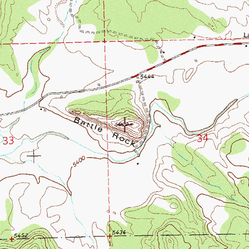 Topographic Map of Battle Rock, CO