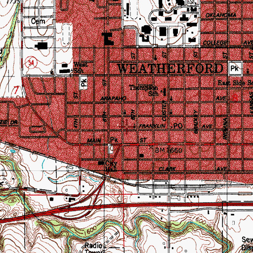 Topographic Map of Church of the Nazarene, OK