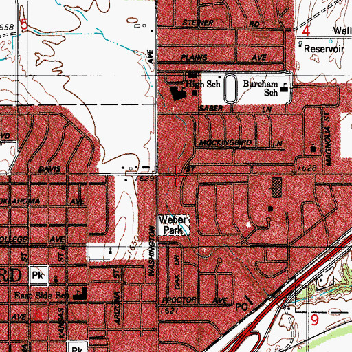 Topographic Map of First Baptist Church, OK