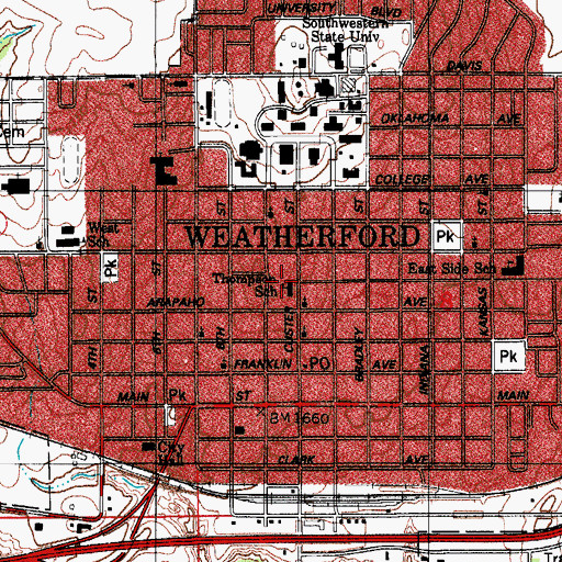 Topographic Map of Grace Lutheran Church, OK