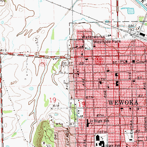 Topographic Map of Saint Joseph Baptist Church, OK