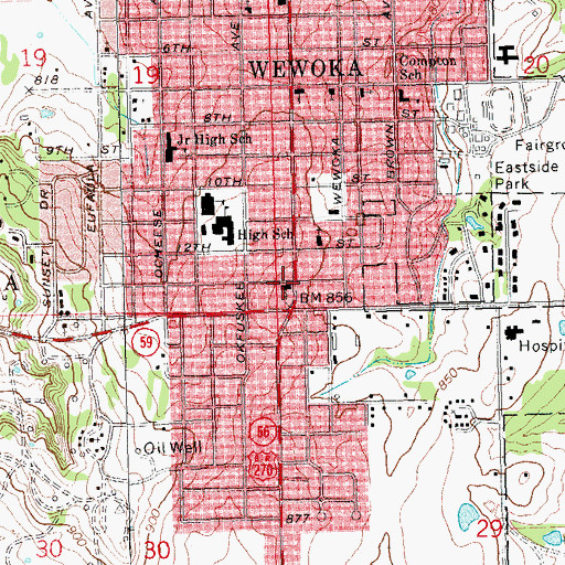 Topographic Map of First Assembly of God Church, OK