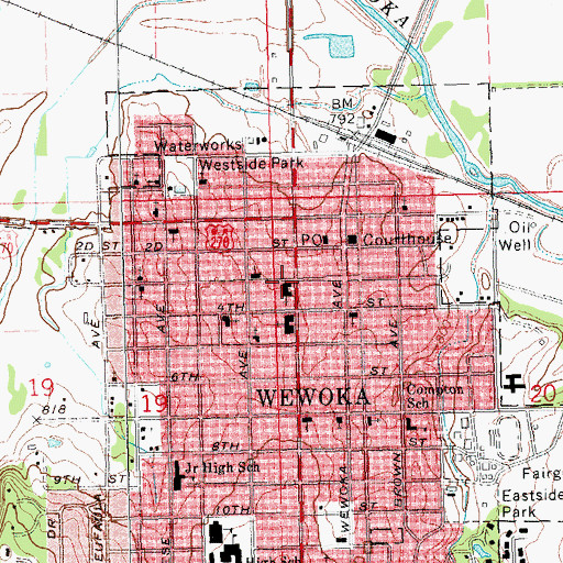Topographic Map of First Baptist Church, OK