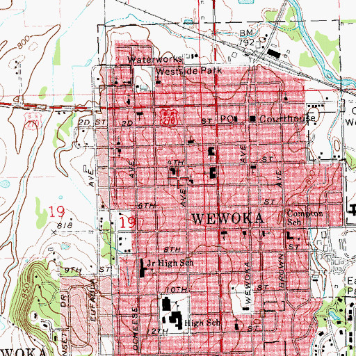 Topographic Map of First Christian Church, OK
