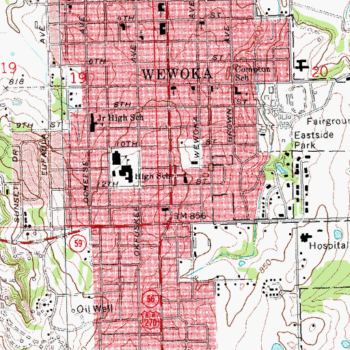Topographic Map of New Life Church, OK