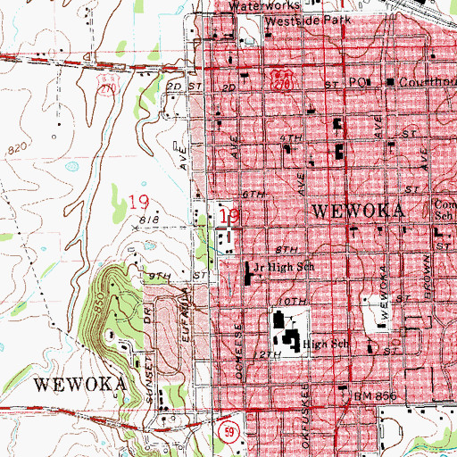 Topographic Map of Jehovahs Witnesses Church, OK