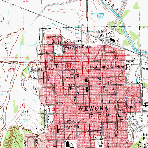 Topographic Map of First United Methodist Church, OK