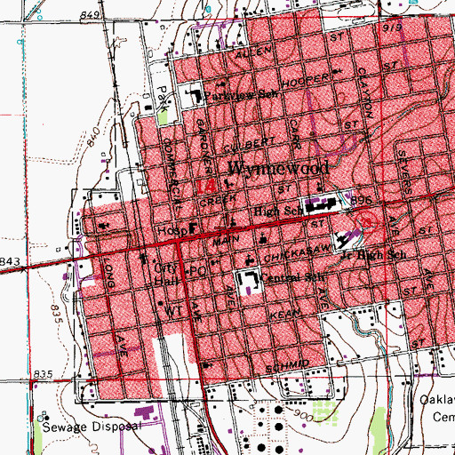 Topographic Map of First Baptist Church, OK