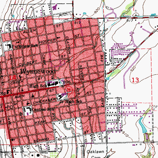 Topographic Map of United Pentecostal Church, OK