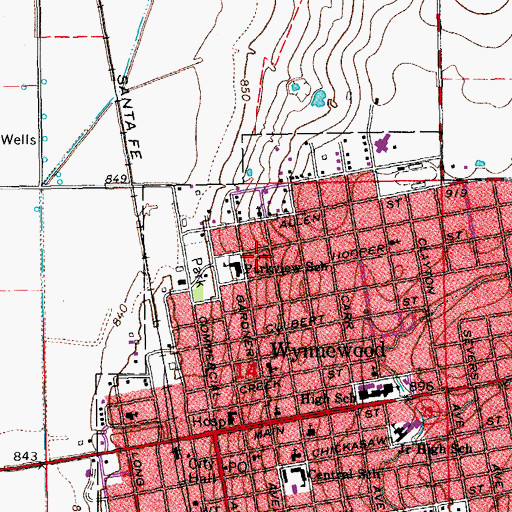 Topographic Map of Mount Carmel Baptist Church, OK
