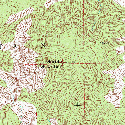 Topographic Map of Marble Mountain, CO