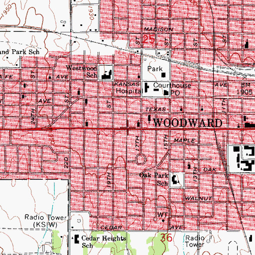Topographic Map of Bible Baptist Church, OK