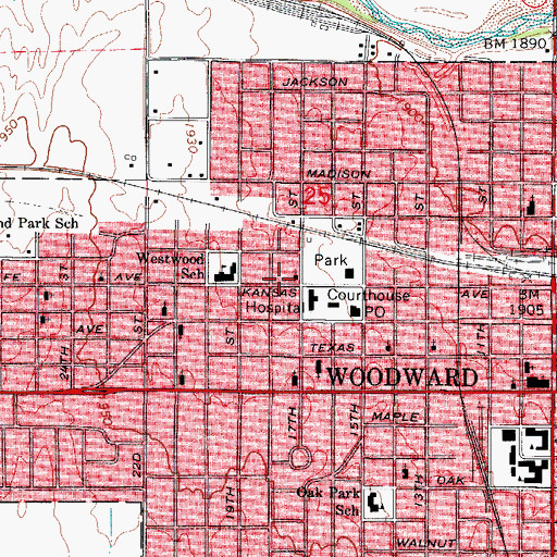 Topographic Map of First Free Methodist Church, OK