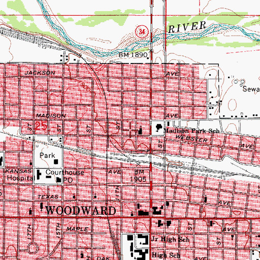 Topographic Map of Living Word Fellowship Church, OK