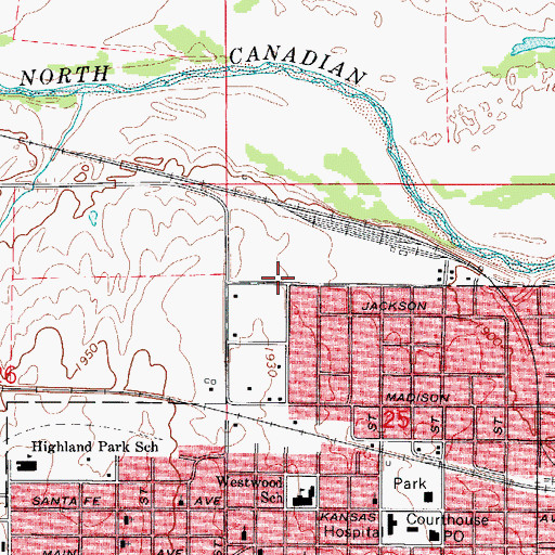 Topographic Map of Lincoln Avenue Baptist Church, OK