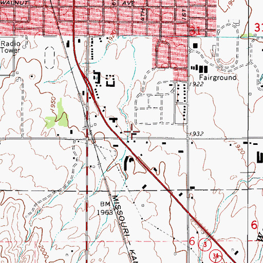Topographic Map of Nazarene Church, OK