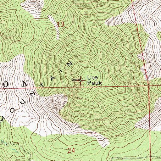 Topographic Map of Ute Peak, CO