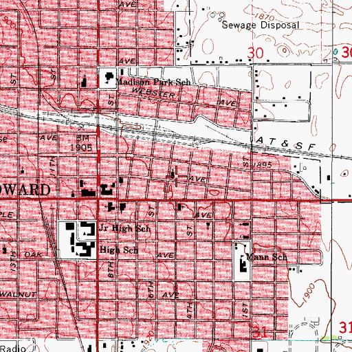 Topographic Map of Sure Foundation Church of God, OK