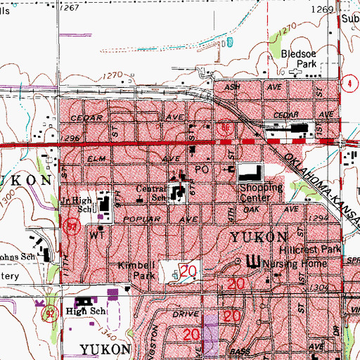 Topographic Map of Christian Church, OK