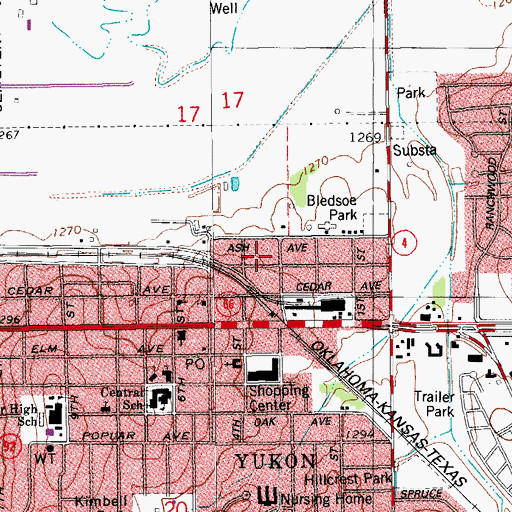 Topographic Map of Cornerstone Apostolic Church, OK