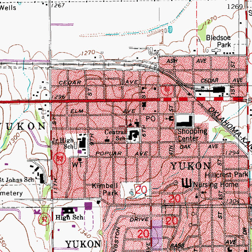 Topographic Map of First Christian Church-Yukon, OK
