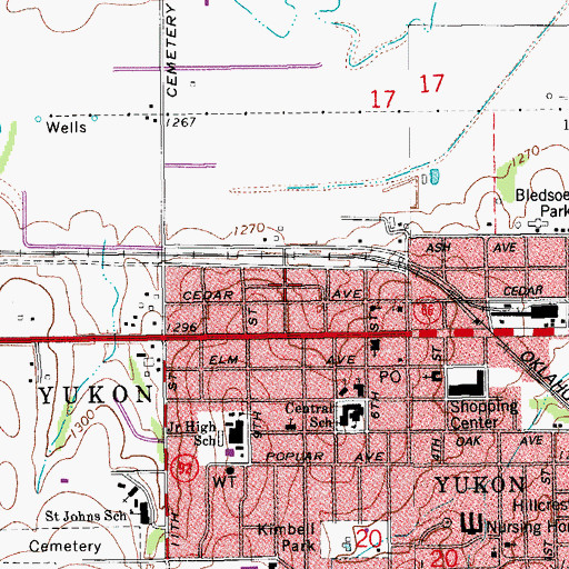 Topographic Map of Grace Pentecostal Church, OK