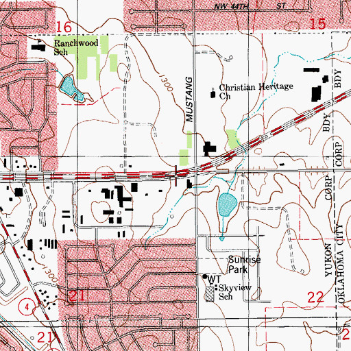 Topographic Map of Good News Church, OK