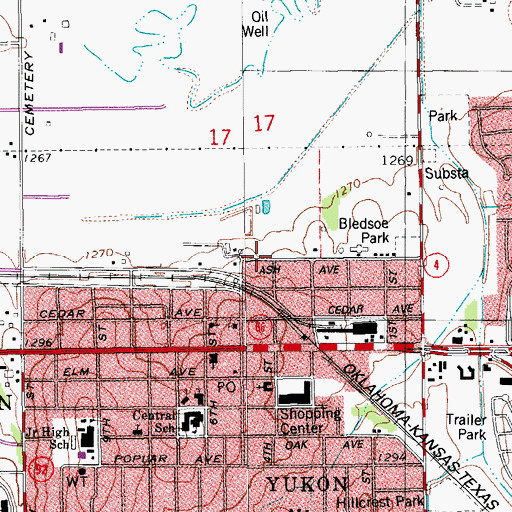 Topographic Map of Jehovahs Witnesses Church, OK