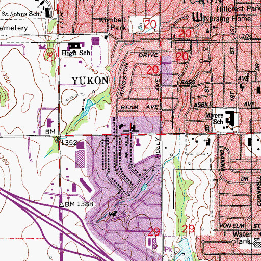 Topographic Map of Resurrection Lutheran Church, OK