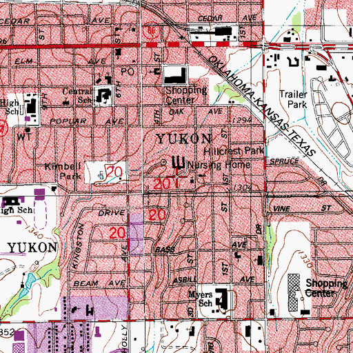 Topographic Map of Seventh Day Adventist Church, OK