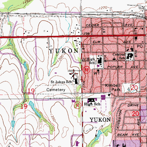 Topographic Map of Saint John Nepomuk Catholic Church, OK