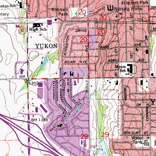 Topographic Map of Trinity Baptist Church of Yukon, OK