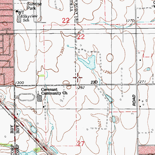 Topographic Map of United Methodist Church, OK