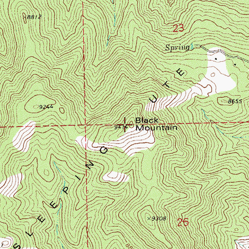 Topographic Map of Black Mountain, CO