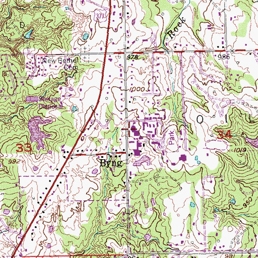 Topographic Map of Byng High School, OK