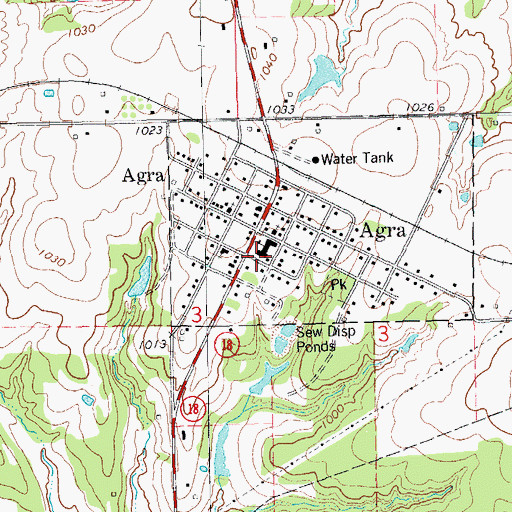 Topographic Map of Agra High School, OK