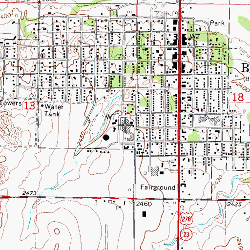 Topographic Map of Beaver High School, OK