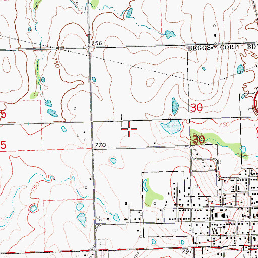 Topographic Map of Beggs High School, OK
