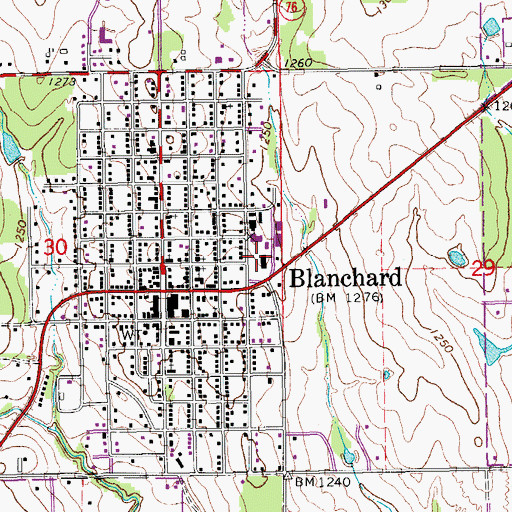 Topographic Map of Blanchard Middle School, OK