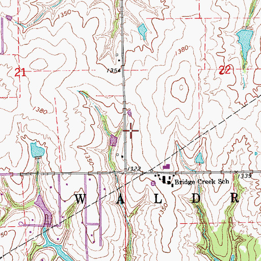 Topographic Map of Bridge Creek High School, OK