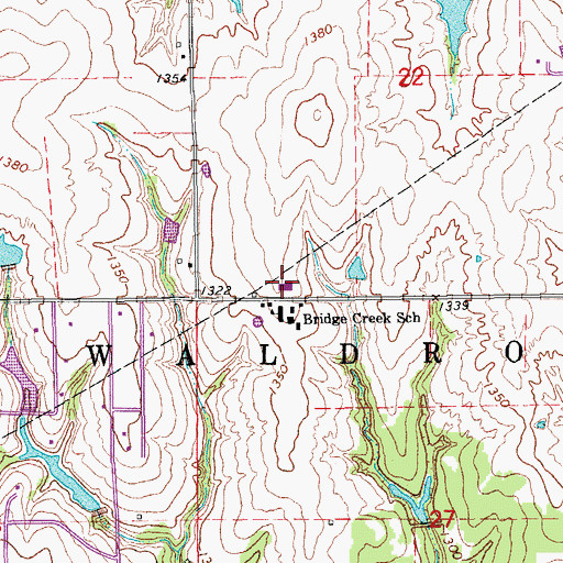 Topographic Map of Bridge Creek Middle School, OK